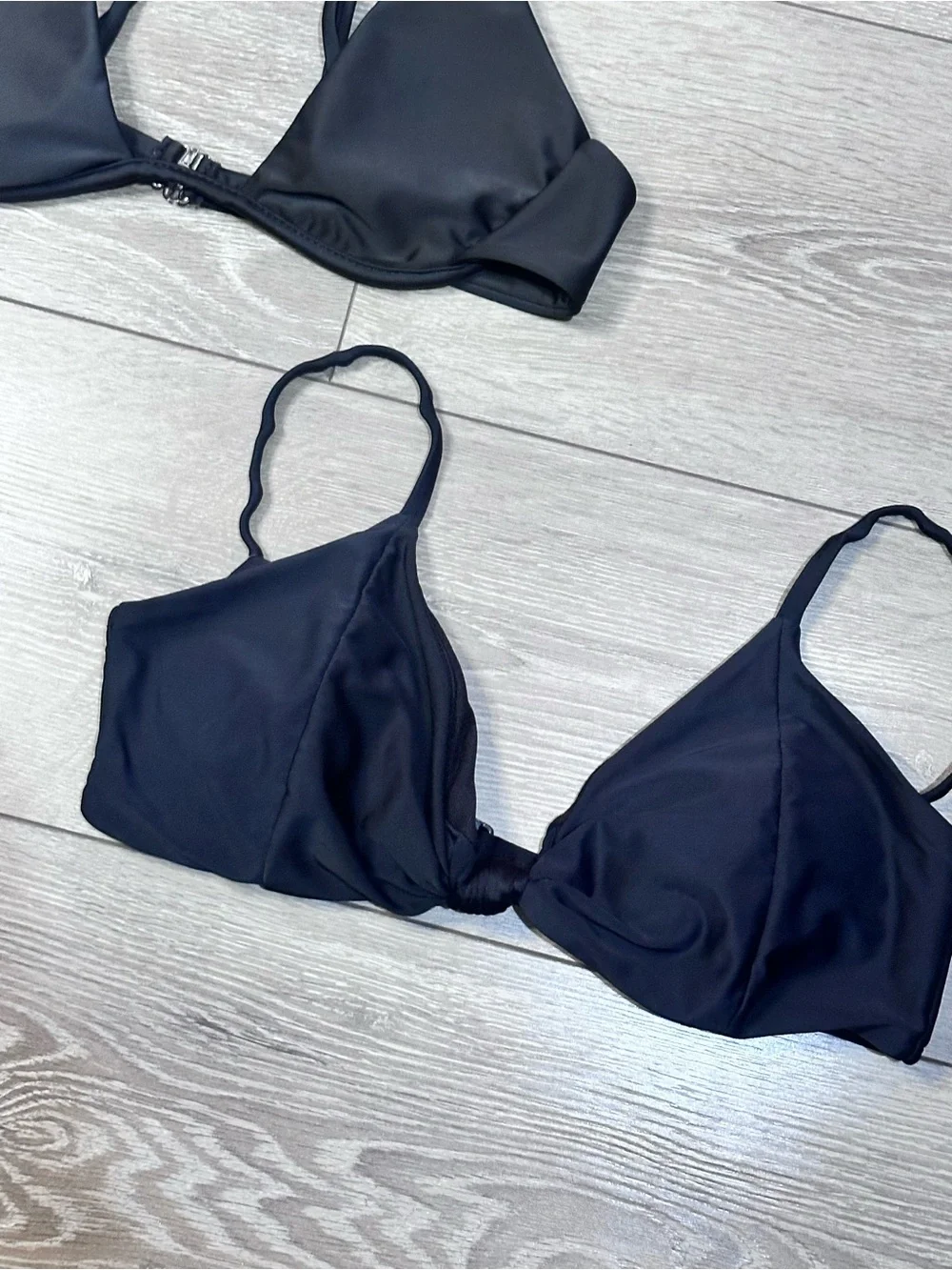 Lot Of 2 Bikini Tops Black Swimwear With Removable Padding & Adjustable Straps